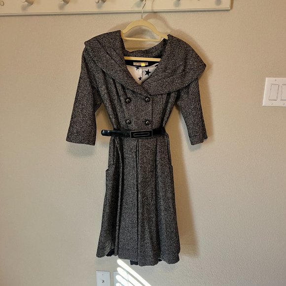 Jesire Black White Tweed Coat Dress ASO Kate Middleton - Picture 6 of 11